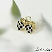 【卡樂熊】韓版水鑽黑格造型瀏海夾/髮夾- 蝶結