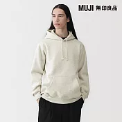 【MUJI 無印良品】男裏毛連帽上衣 S 粉米