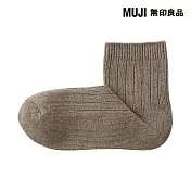 【MUJI 無印良品】女足口柔軟寬羅紋直角短襪23-25cm 摩卡棕