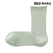 【MUJI 無印良品】女足口柔軟莫代爾混捲邊直角襪23-25cm 薄荷綠