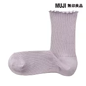 【MUJI 無印良品】女足口柔軟莫代爾混捲邊直角襪23-25cm 淺紫