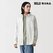 【MUJI 無印良品】男水洗平織布長袖襯衫 S 淺黃直紋