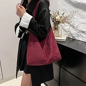 【HandStyle】單肩包 復古麂皮輕盈簡約大容量素色單肩包(82055) _紅色