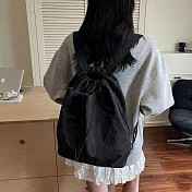 【HandStyle】後背包 日系極簡輕量尼龍束口休閒後背包(90115) _黑色