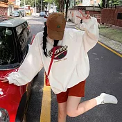 【AMIEE】美式復古寬鬆版休閒衛衣上衣(KDTQ-5043) M 白色