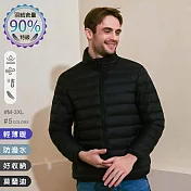 【KISSDIAMOND】特級輕暖真90%羽絨外套(保暖/防潑水/拉鍊口袋/男款/KDC-2106) M 黑