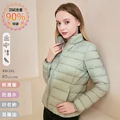 【KISSDIAMOND】特級輕暖真90%羽絨外套(保暖/防潑水/拉鍊口袋/女款/KDC-2102) M 淺綠