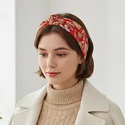 【HandStyle】髮箍 波西米亞風復古碎花打結寬邊髮箍(89025) _紅色碎花