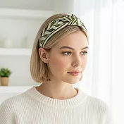 【HandStyle】髮箍 民族風細緻立體刺繡打結寬邊髮箍(00040) _綠色刺繡