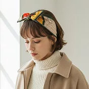 【HandStyle】髮箍 藝術風幾何印花兔耳領巾造型髮箍(30030) _黃色幾何