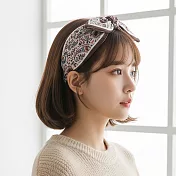 【HandStyle】髮箍 復古變形蟲花騰兔耳領巾造型髮箍(30030) _粉色花藤