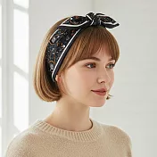 【HandStyle】髮箍 復古變形蟲花騰兔耳領巾造型髮箍(30030) _深灰花藤