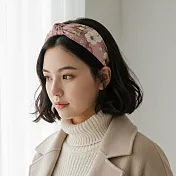 【HandStyle】髮箍 優雅大花繪印花拼接打結寬邊髮箍(73025) _粉色印花