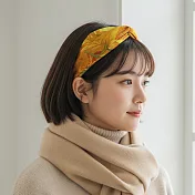 【HandStyle】髮箍 藝術印象派油畫筆觸扭結寬邊髮箍(38025) _向日葵