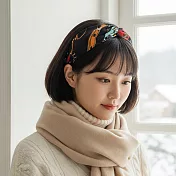 【HandStyle】髮箍 摩登風幾何鏈條絲緞扭結寬邊髮箍(63025) _黑色鍊條