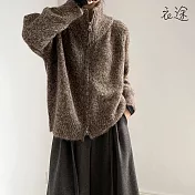 【衣途】寬鬆高領針織毛衣外套(KDCQ-B042) FREE 咖啡