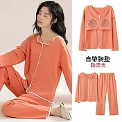 【AnZa】牛奶絲帶胸墊睡衣家居服套裝(3色)       FREE 粉橘