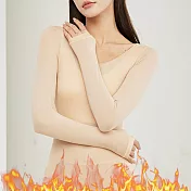 【AnZa】高彈發熱保暖內搭面膜無痕上衣(2色)     L 膚色