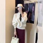 【AMIEE】溫柔軟糯毛絨針織毛衣(KDTQ-8635) FREE 白色