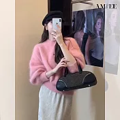 【AMIEE】溫柔軟糯毛絨針織毛衣(KDTQ-8635) FREE 粉色