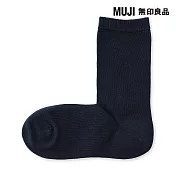 【MUJI 無印良品】女足口柔軟舒適直角襪23-25cm 暗藍