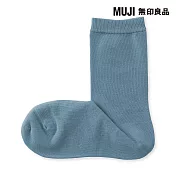 【MUJI 無印良品】女足口柔軟舒適直角襪23-25cm 淡藍色