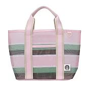 [星巴克]春日條紋網布手提袋