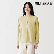 【MUJI 無印良品】女吉貝木棉混二重紗織長袖套衫 S 淺黃
