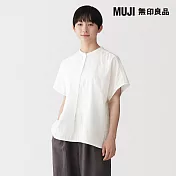 【MUJI 無印良品】女吉貝木棉混二重紗織短袖套衫 S 柔白