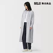 【MUJI 無印良品】女水洗平織布襯衫式洋裝 S 白直紋