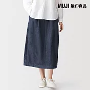【MUJI 無印良品】女水洗丹寧舒適裙 S 暗藍