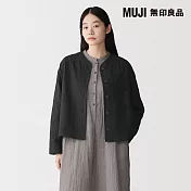 【MUJI 無印良品】女吉貝木棉混二重紗織絎縫外套 S 黑色