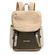 【Sayaka紗彌佳】極輕量0.3kg 都市漫步空氣感撞色抽繩 超輕量防潑 後背包  -卡其色