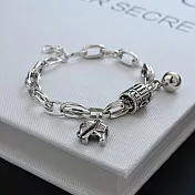 【HandStyle】手鍊 復古泰銀設計感個性墜飾粗鍊條手鍊(47065) _大象SL0536