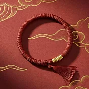 【HandStyle】手練 編織流蘇紅繩金銀守護粗繩開運手鍊 (51030) _金色x16手围