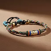 【HandStyle】手鍊 仿古鏤空金飾多彩金絲開運編織手鍊(68085) _五彩