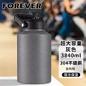 【日本FOREVER】超大容量 304不鏽鋼手提式保溫瓶3840ml -灰色