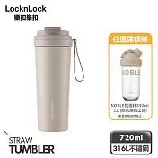 【樂扣樂扣】嚼對FUN飲不鏽鋼掀蓋吸管杯 720ml /摩卡灰