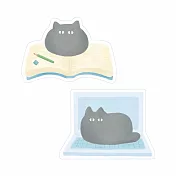 【日本EL COMMUN】軟綿綿貓 造型貼紙2入組 ‧ 工作時間