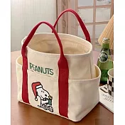史努比Snoopy Peanuts 帆布手提托特包 聖誕帽史努比