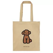 韓國 Zero Per Zero 肩背環保袋_ 棕色貴賓狗_卡其