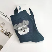 Kankoku韓國 立體毛絨絨小狗刺繡襪   藍色