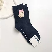 Kankoku韓國  立體毛絨絨動物戴帽刺繡襪 藍色