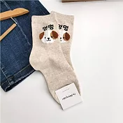 Kankoku韓國  立體毛絨絨可愛小貓刺繡襪 米色