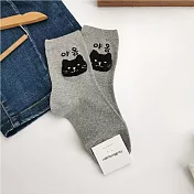Kankoku韓國  立體毛絨絨可愛小貓刺繡襪 灰黑