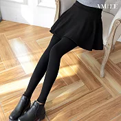 【AMIEE】洋氣穿搭必備假兩件顯瘦褲裙(KDSQ-963) M 黑色