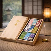 【日本香彩堂】少煙款｜四季彩 短寸線香禮盒9款(白梅+八重櫻+吉野櫻+娑羅樹+楓葉+白壇+祈園+欅木+水)