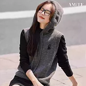【AMIEE】質感顯瘦連帽針織毛衣背心(KDTQ-6965) F 灰色