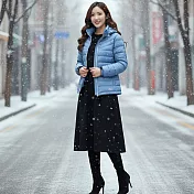 【遊遍天下】女款顯瘦中長版防潑水防風保暖羽絨外套(GJ22052) 3XL 灰藍