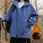 【AnZa】連帽衝鋒衣加厚保暖輕量外套 (多色)         M 紫藍色